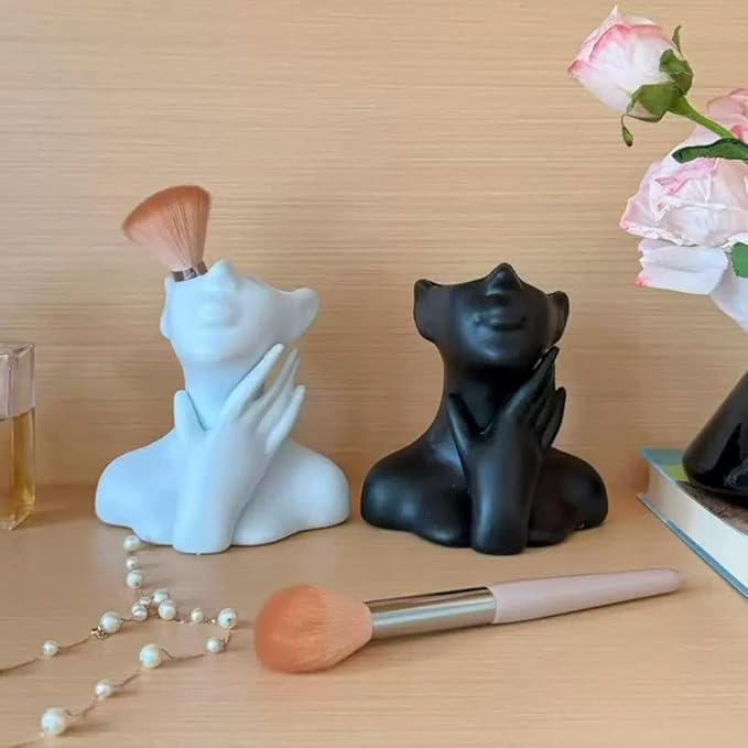 New Creative Human Body Art Vase Makeup Brush Pen Holder, Multi-Functional Desk Organizer Statue Ornament, Home Office Decor