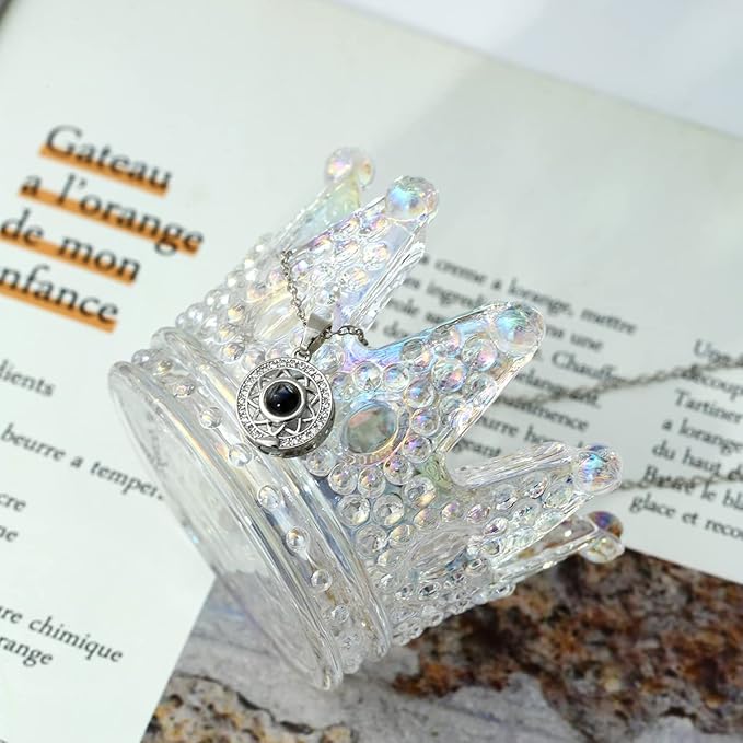 Crystal Glass Candle Holder Set of 3 Crown Shaped Makeup Sponge Beauty Blender Storage Rack Jewelry Watch Nail Art Dappen Dish Wedding Christmas Decor