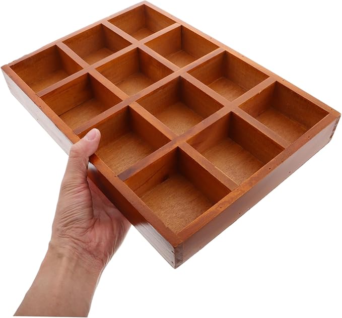 Cabilock Vintage Wooden Jewelry Storage Box Compartment Makeup Case Retro Desktop Organizer Earring Holder Decorative Box for Home Decor