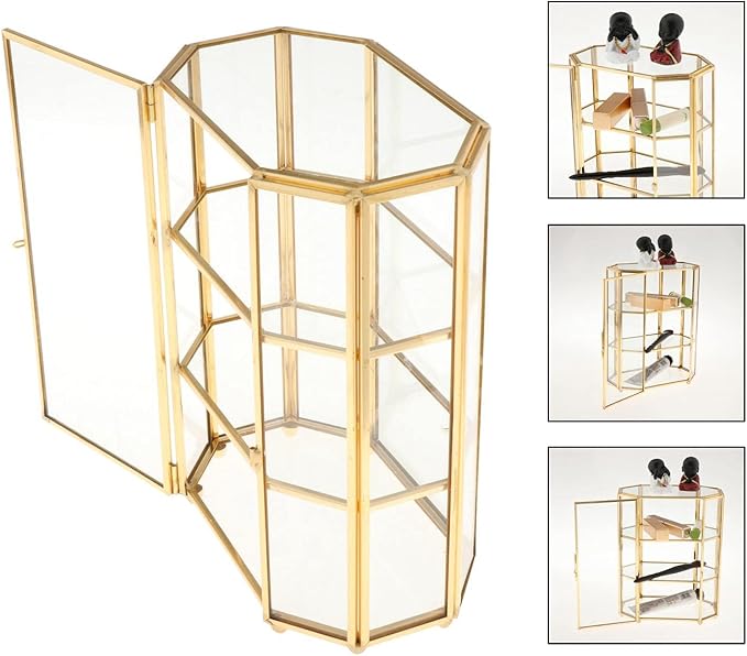 3-Tier Jewelry Box Glass Makeup Organizer Jewelry Box Multifunction Display Case for Dressing Table Decoration Storage