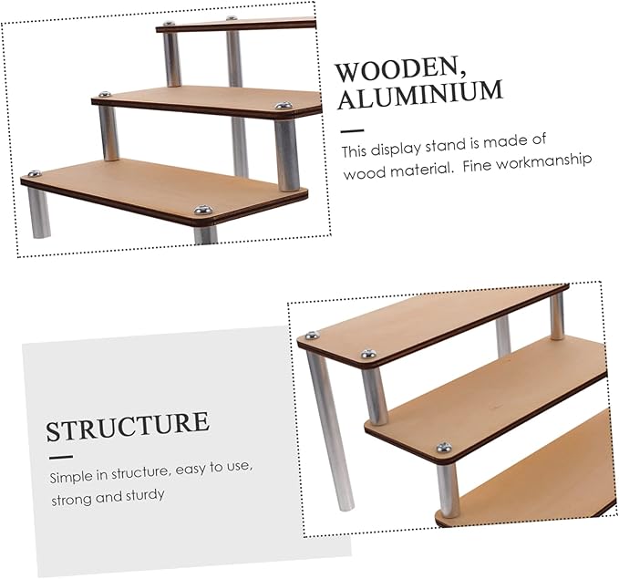 ULTECHNOVO Wooden Makeup Organizer Display Stand Riser Cupcake Earring Holder Rustic Decor
