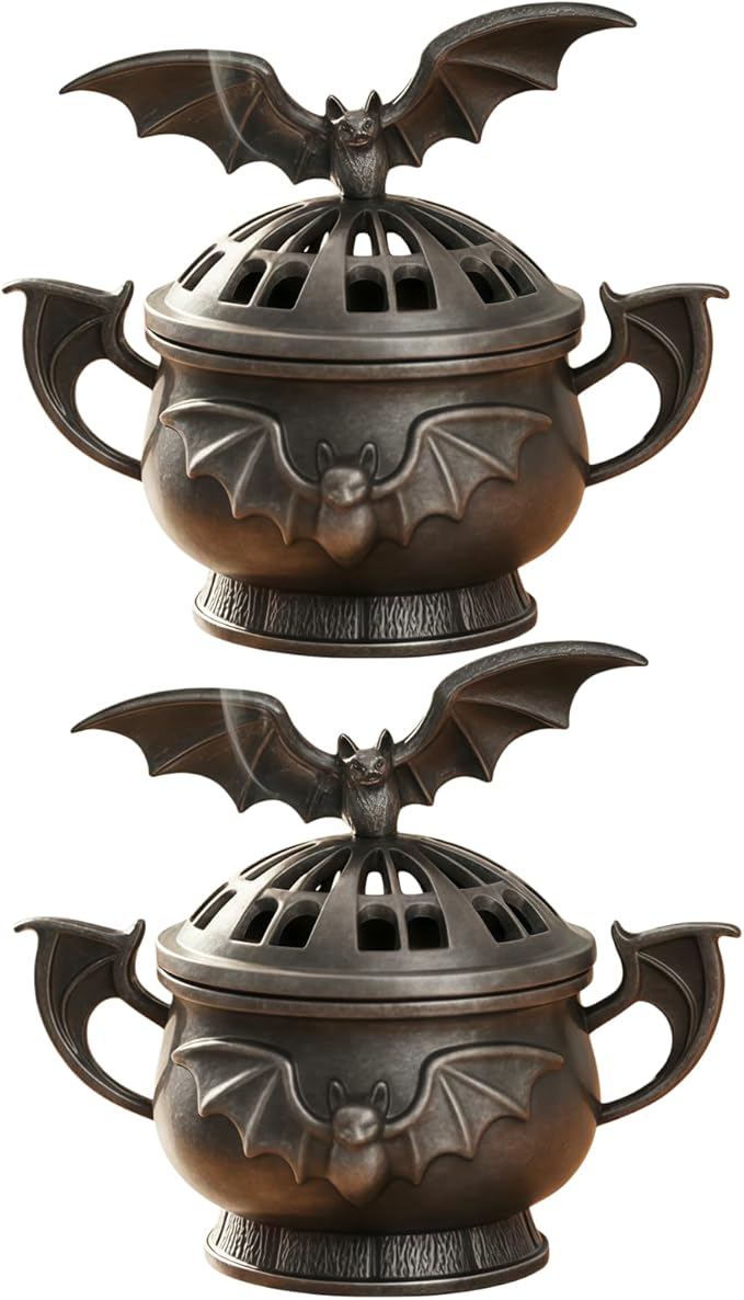 2 Pack Mini Cone Incense Holder MetalBat-Shaped Incense Burner for Room Home Decor Yoga Spa Meditation