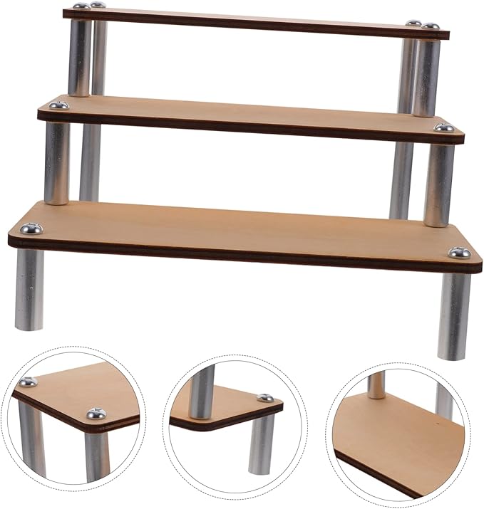 Wooden Figurine Display Stand 3-tier Makeup Organizer Fragrance Stand for Vanities