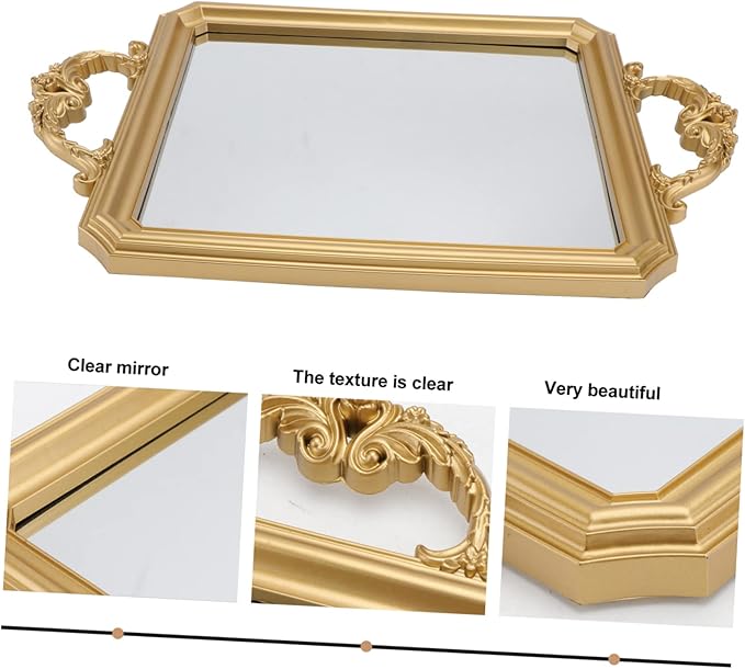 Alipis 1pc Vintage European Mirror Tray for Makeup and Perfume Storage Retro Decorative Organizer for Jewelry and Cosmetics Accent Finish
