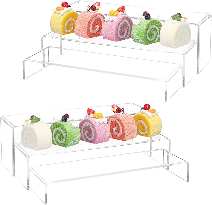 Yieach Large Clear Acrylic Risers Display Stands,6 Pcs Rectangular Display Risers for Funko Pop,Figures,Food,Showcase Collectibles Display Shelf,Retail Desktop Risers Display Stand and Decoration