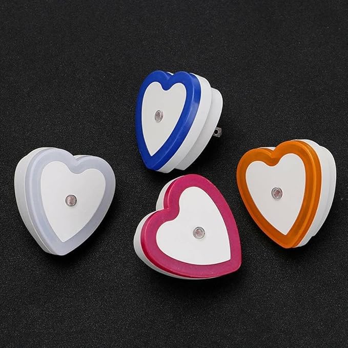Heart Shaped LED Night Light, 0.5W Plug-in Auto Sensor Control, Wall Light for Bedroom Hallway, Night Lights Heart Decor for Valentine's Day Gifts, Wedding, Party, Room Decor (White)