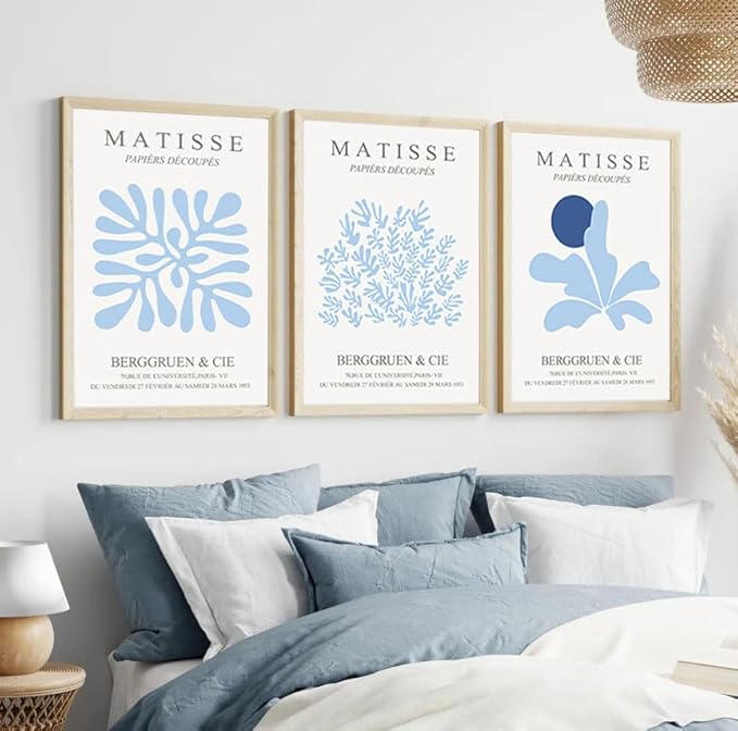 FYARTKJ 3Pcs Blue Coastal Wall Art Prints Coastal Granddaughter Aesthetic Wall Decor Pictures Abstract Minimalist Beachy House Posters for Bedroom Living Room Gallery Home Decoration Unframed 12x16in