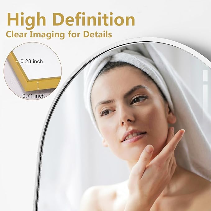 Rowjut Floor Mirror Arched Mirror Full Length 56"X20"Full Length Mirror can be Free Standing or Hanging on The Wall Used in Living Room Entrance Hall Corridor Room Bathroom etc （White