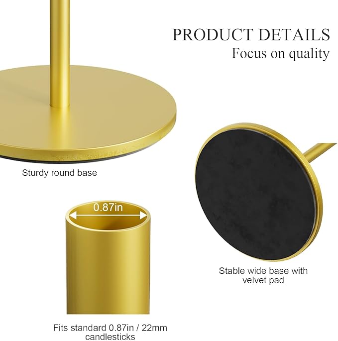FSyueyun Gold Candle Holder Taper Candle Holders, Set of 6 Candle Stick Holders Decor for Mantel Table Centerpiece, Used for Wedding, Dinning, Housewarming Gift