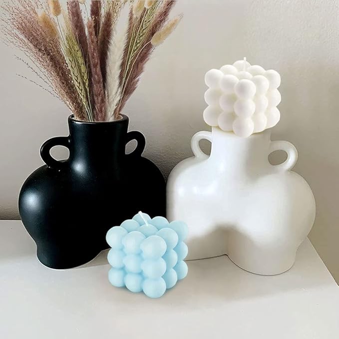 Blue Bubble Candle Gifts - Fresh Scented Scandinavian Cube Candles, Danish Pastel Decor for Room/Bathroom & Floating Shelves, Valentine Gifts for Women 2PCS