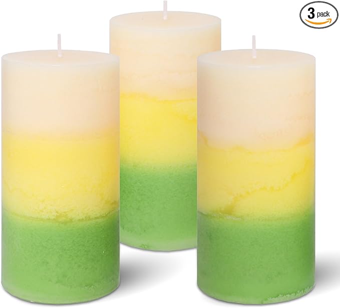 Pillar Candles, Freesia Scented Candles 70+Hour Long Lasting Burn Time, 3 X 6 Inches Candles for Wedding Home Décor, Set of 3