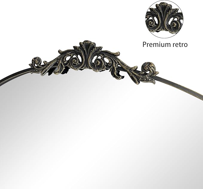 HQiJun Black Vintage Wall Mirror Window Decorative Traditional Mirrors Antique Arched Farmhouse for Living Room Bedroom Entryway Bathroom Vanity (29 * 36 * 1.2,Black)