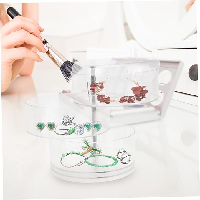 LIFKOME Simple Jewelry Holder Rotating Storage Box Capacity Desktop Organizer Makeup Box
