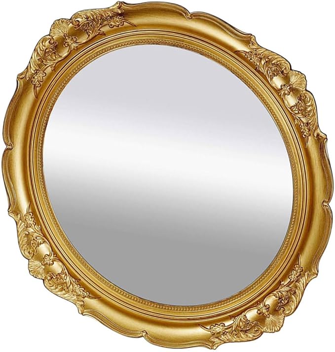 Healifty Vintage Makeup Mirror Tray for Vanity, Retro Cosmetic Organizer Plate with Gold Finish, Decorative Storage for Dressing Table and Beauty Salon Use