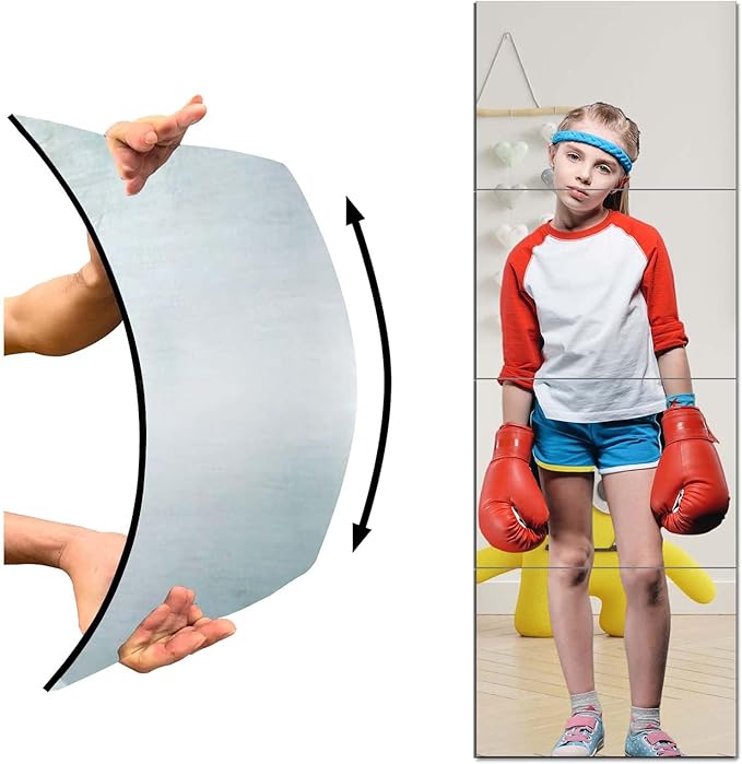 Unbreakable Door Mirror Full Length,Full Body Mirror for Kids, 4PCS x 12 x 16 inch About, Shatterproof Plexiglass Long Mirrors for Bedroom Closet, Children Plastic Mirrors Non Glass Stick on Miroir