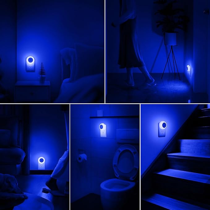 fesnne Night Light, Night Lights Plug into Wall, Dusk to Dawn Sensor, Blue Led Night Light 0.5W, 2 Pack Nightlight for Adults, Bedroom, Bathroom, Hallway, Kitchen
