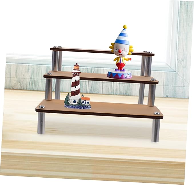 MAGICLULU Wooden Multi Display Riser Shelf for Jewelry Cosmetics and Models Stable Three Tier Organizer with Smooth Finish Rustic Makeup Holder and Statuette Display Stand for Home and Shop
