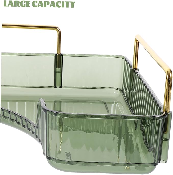 VOSAREA Triangular Makeup Organizer Green Cosmetic Storage Rack Single Layer Vanity Shelf for Bathroom Counter Perfume and Jewelry Display for Bedroom