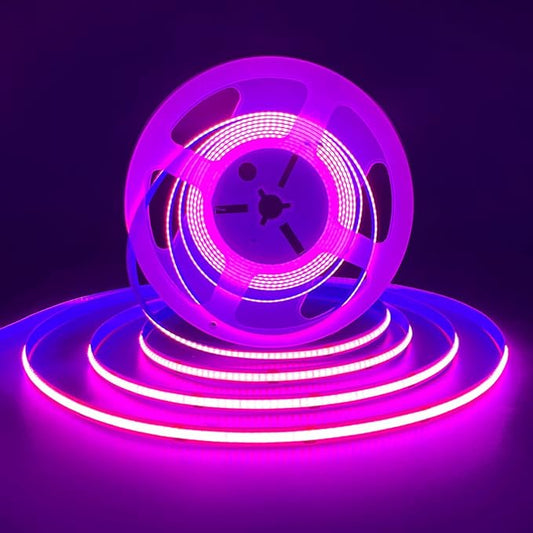 HAMRVL COB LED Strip Lights Pink, DC12V 16.4ft/5M 320leds/M CRI90 Bright Flexible LED Tape Lights 8mm, for Indoor Home Cabinet, Bedroom, Kitchen, Stage, Backlight DIY Lighting (Without Power Supply)