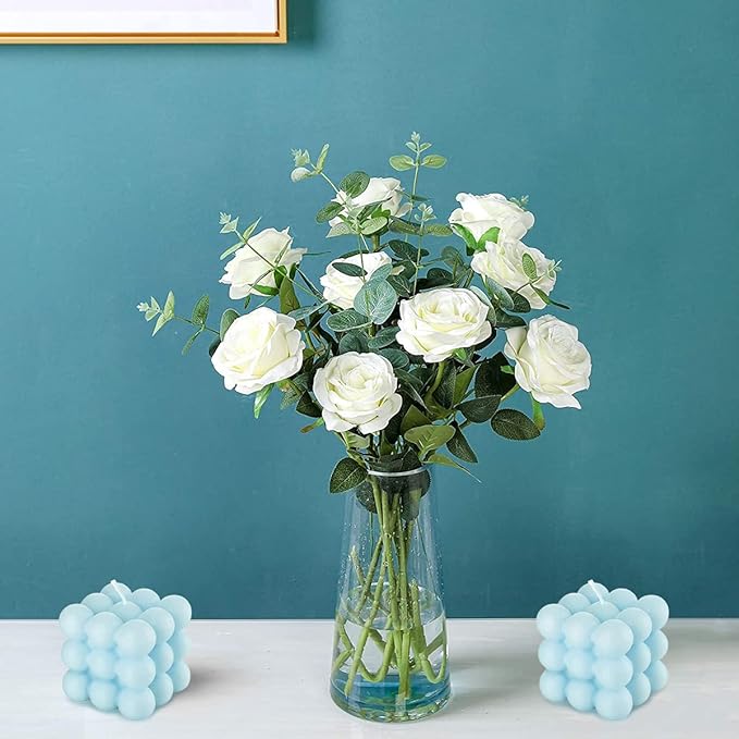 Blue Bubble Candle Gifts - Fresh Scented Scandinavian Cube Candles, Danish Pastel Decor for Room/Bathroom & Floating Shelves, Valentine Gifts for Women 2PCS