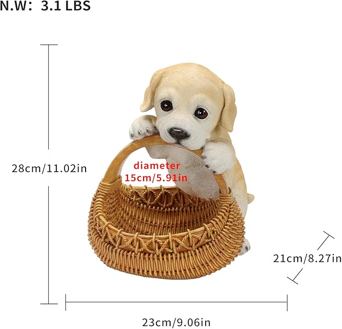Dog Resin Storage Basket, Desktop Organizer for Remote & Keys, Cute Home Decor Tray, Ideal present for Pet Lovers.(Labrador Puppy)