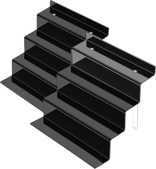 Acrylic Stands for Display,4 Tier Black Cupcakes Perfumes Figurines Display Stand Risers Shelf for Decoration and Organizer (2Pack 9x6'')