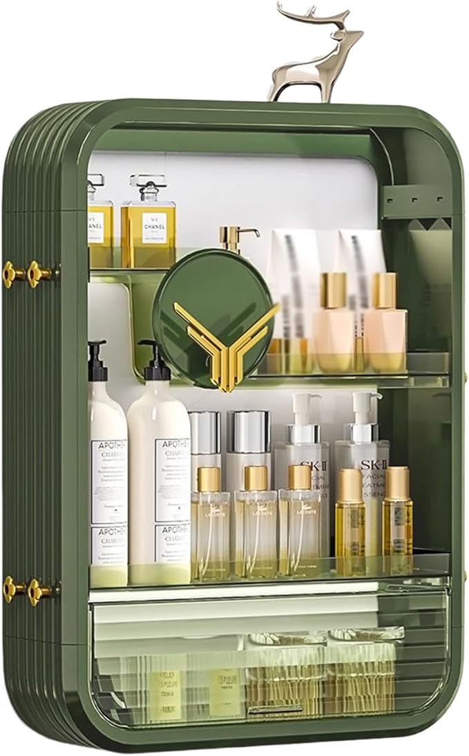JATIBOSH Wall-Mounted Makeup and Skincare Organizers Cosmetic Storage Box for Bathroom, Living Roomand Bedroom, Wall Floating Shelves Organizer Transparent Multi-Function Floating Rack