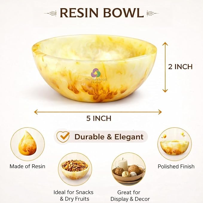Elegant Handcrafted Resin Bowl – Glossy Amber Finish Decorative & Functional Use | Resin Decorative Bowl Centerpiece Table Decorations, Fruit Basket for Coffee Table, Kitchen Decor (Honey Onyx)