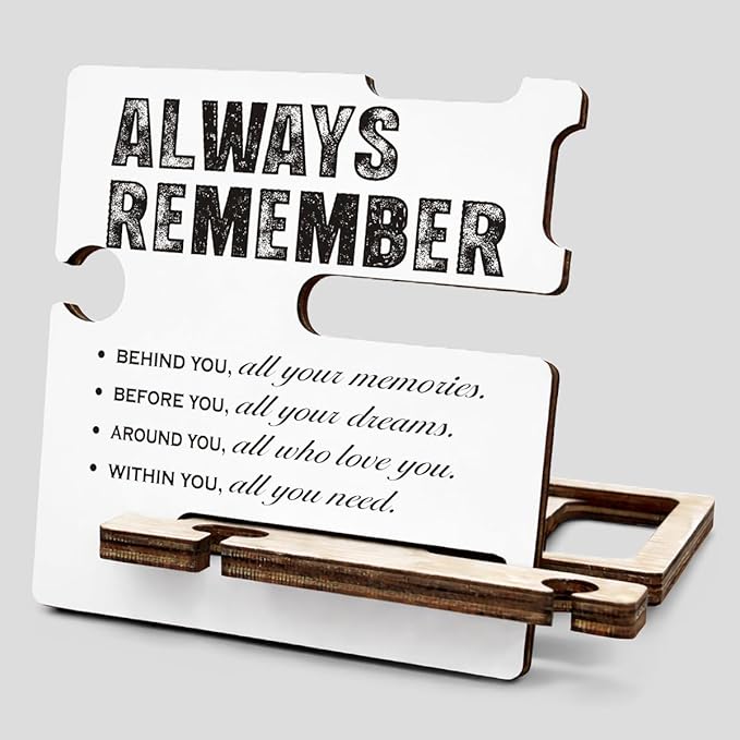 Positive Behind You All Your Memories Grad Gift - Multi-functional Desk Organizer - Graduation Decorations Wooden Decor Sign for Office Desk Table Shelf