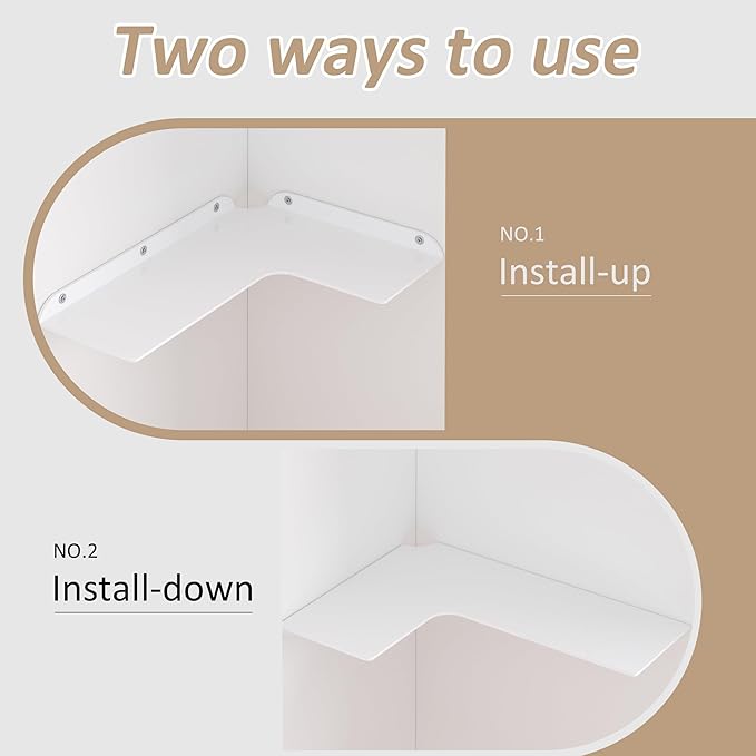 Sezanrpt 11.4x16 Inch Acrylic Corner Floating Shelf Set of 4, White Corner Wall Shelf for Home Décor, Speakers, Security Cameras, Toileries, Plants, Figures, Cosmetics, Books