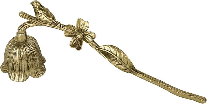 NIKKY HOME Gold Candle Snuffer, Vintage Candle Snuffer with Bird Flower, Elegant Candle Extinguisher Decorative Metal Wick Flame Snuffer Candle Accessory