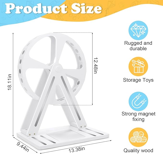 for Tonies Box Organizer Storage Shelf 360° Ferris Wheel, Magnetic Floating Shelves for Generation 1 & 2 Player Tonies Figures Characters, Display Collection 50~70 Characters