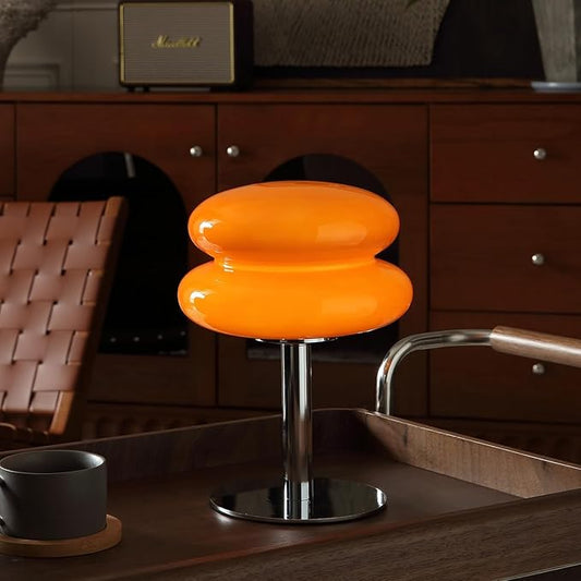 Glivpny Mushroom Lamp Table Lamp for Night Stands,Mid Century Modern Desk Lamps for Bedroom, Vintage Dimmable Bedside Small Lamps, Cute Cool Home Room Aesthetic Decor for Living Room (Orange)