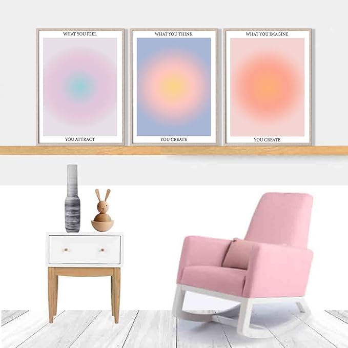 NCYEL 3 Colorful Abstract Posters Room Aesthetic Reiki Gradient Spiritual Affirmation Canvas Wall Art Positive Energy Inspirational Wall Art Bathroom Living Room Apartment Office Girls Room 16x24inx3 Unframed