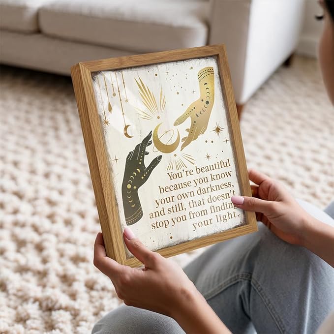 Boho Witchcraft Wall Art FRAMED - Gothic Witchy Room Decor - Inspirational Positive Quotes for Women - Encouraging Gifts - Shabby chic Celestial Wicca Wiccan Witch Motivational poster - Pagan Supplies