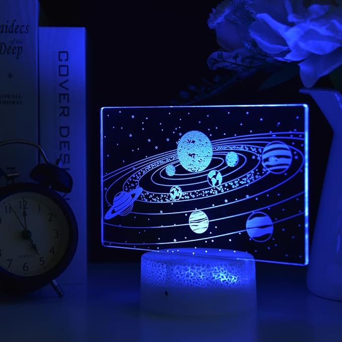 Solar System 3D Optical Illusion Side Table Lamp Universe Space Galaxy Night Light for Kids, Room Decor Light, Gift for Boys and Girls…