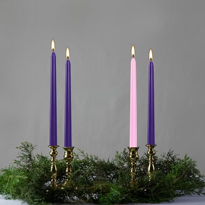 YOROXRG 16 Pack Advent Taper Candles Premium Hand Dipped 10in Unscented Christmas Taper Candles - Ideal for Seasonal Celebrations, Holidays, Church, Celebration, Party