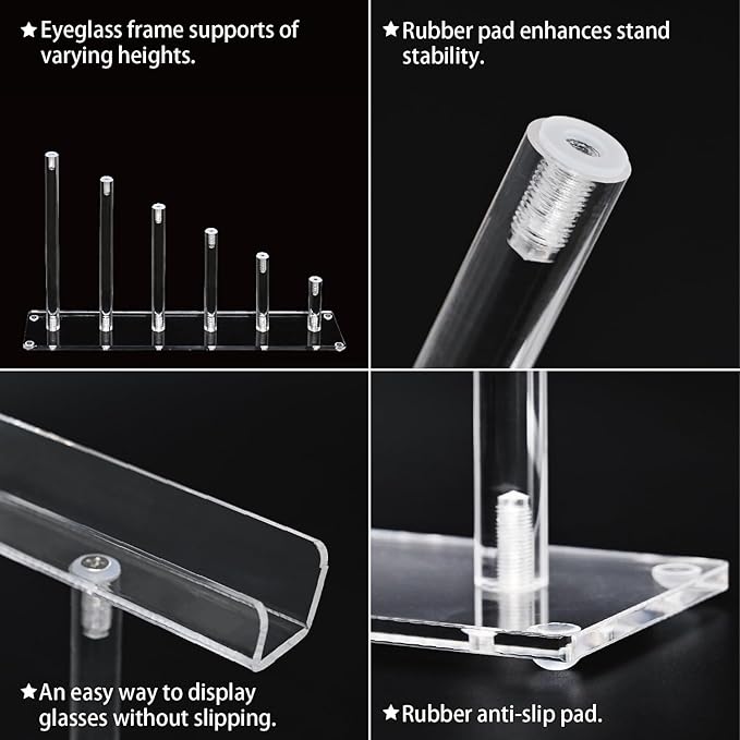 MOOCA 6 Tier Premium Acrylic Eyeglass Holder Stand, Sunglasses Orgaznizer, Sunglass Holder, Eyeglass Display, Eyewear Rack, Glass Display