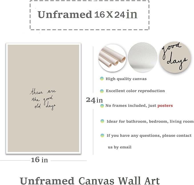 Inspirational Wall Art These Are the Good Old Days Wall Art Positive Affirmations Quotes Poster Modern Minimalist Quotes Artwork Painting Motivational Home Decor for Living Room Bedroom, Unframed