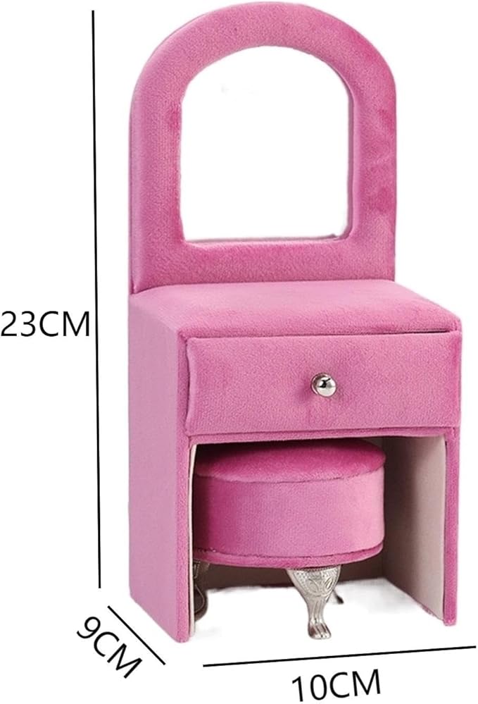 Makeup Organizer Miniature Furniture Shaped Gray Jewelry Organizer Earrings Necklace Ring Organizer Jewelry Makeup Mirror Ring Organizer Storage Box (Color : Pink, Size : C)