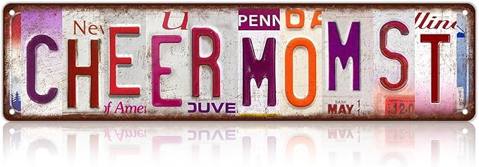 Vintage Cheer Mom St Wall Decor Street Signs Pink Room Metal Tin Signs Gife for Women Girl 16 x 4 Inches