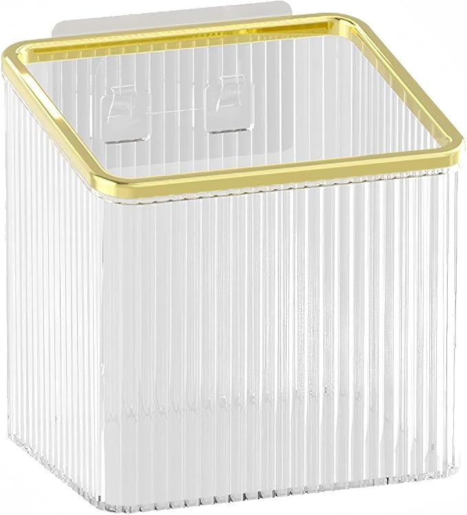 Floating Shelves | Space-Saving Floating Organizer for Kitchen, Bathroom & Office | Plastic Storage Shelves for Makeup & Home Decor (Transparent and Gold)