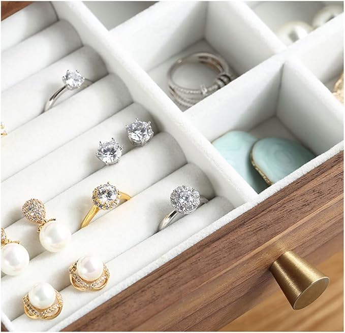 Makeup Organizers Jewelry Box Wooden Multilayer Drawer Jewelry Box Retro Storage Box Ring Earring Necklace Bracelet Storage Box Built-in Flocking 10 Inch Jewelry Case