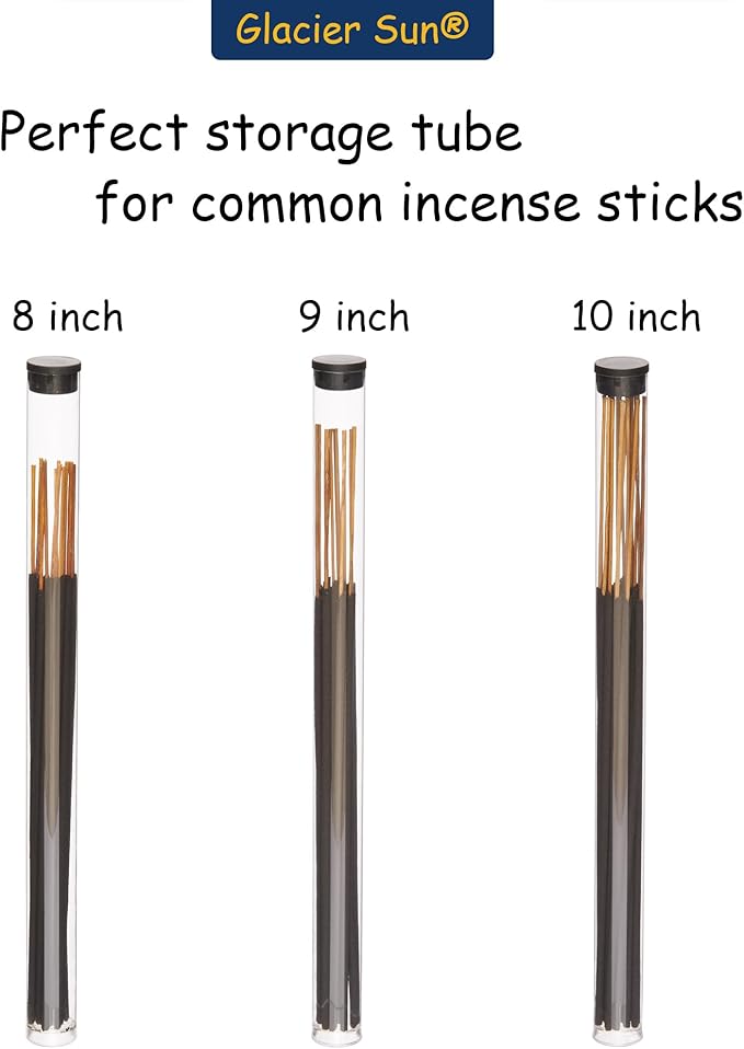 Clear Plastic Tube with Black lid, Storage Holder for 8-10 inch Incense Sticks, Preserves Aroma (24)