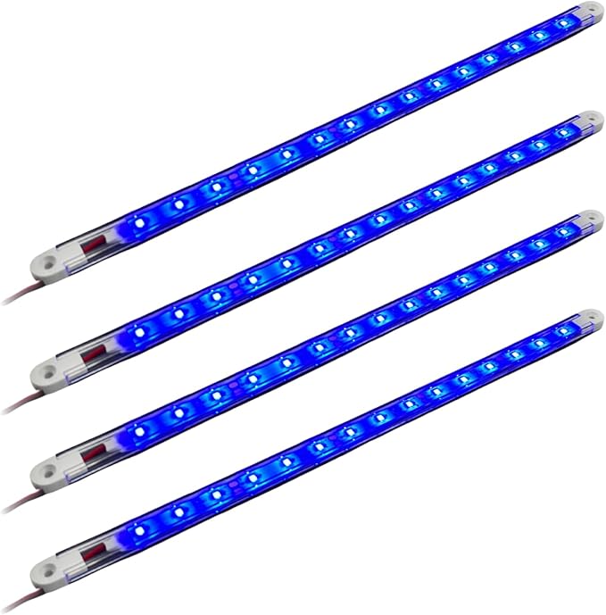 LED Boat Interior Lights, 11.8 Inch Blue Colour Marine Strip Light, IP67 Waterproof Ambient Lamp for Yacht Fishing Pontoon Boat, 4 Pcs