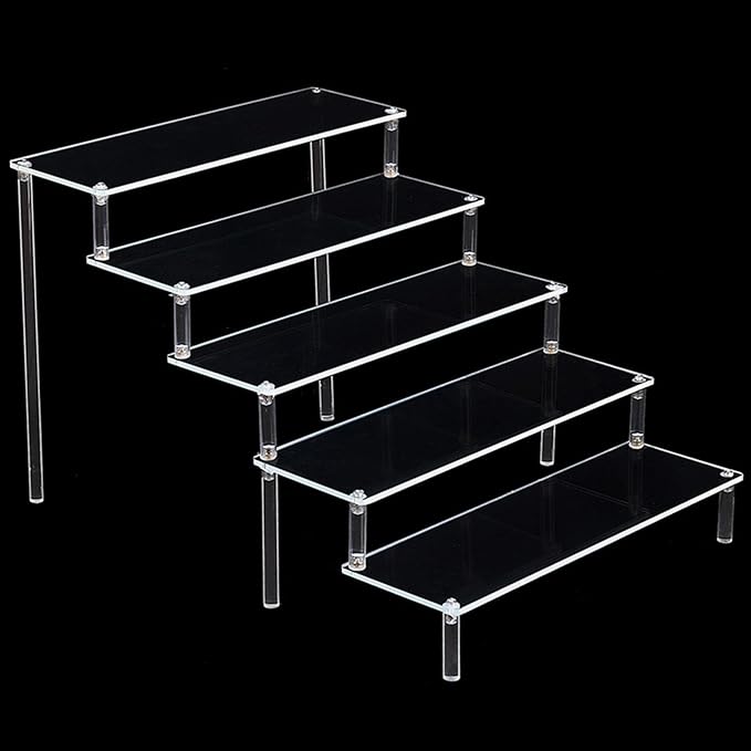 Acrylic Action Figure Display Stand 3 Step Perfume Cupcake Organizer Tray Holder Display Shelf for Makeup Doll - Clear Transparent Toy Model Shelf Risers for - 29.5x41.5x25cm