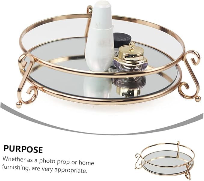 Cabilock 1pc Polishing Mirror Tray for Home Elegant Cosmetic Storage Holder Creative Makeup Organizer Stylish Vanity Decor for Products
