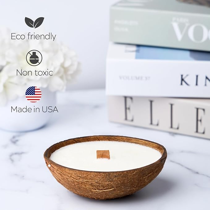 – Scented Candles Clearance | Coconut Shell Soy Wax Candle with Wooden Wick | Candles for Home Décor | Gift Idea for Women (1, Citrus Drift)
