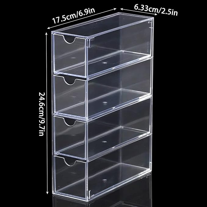 Glasses Storage Box 4 Layers Large Glasses Organizer Box Multifunctional Stackable Display Holder Reusable Acrylic Cosmetics Makeup Organizer Transparent Eyeglasses Organizer for Jewelry Sung