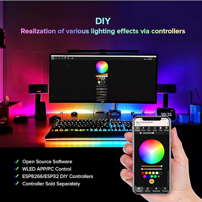 BTF-LIGHTING 16.4FT WS2811 WS2812B IC RGB DC5V 360 Degree Round Reticulate Pattern Chasing Color Neon LED Strip Flexible Nylon Silicone IP67 Waterproof Dream Color Rope Light(No Adapter or Controller)